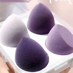 4 Pack of make-up sponges with container. Purples.